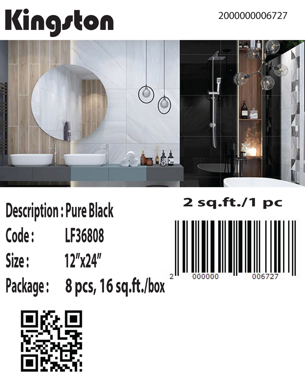 LF36808 (12X24) PURE BLACK