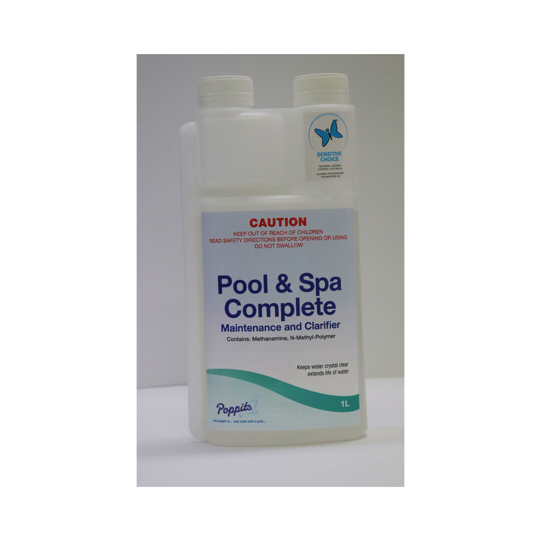 Poppit Complete Pool &amp; Spa Maintenance and Clarifier 1L