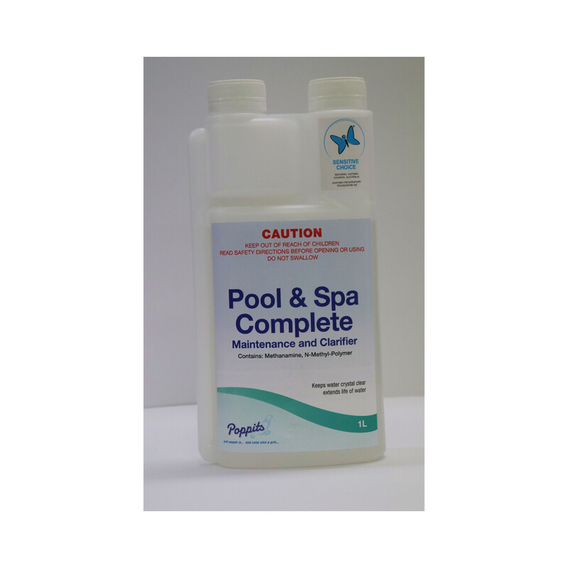 Poppit Complete Pool &amp; Spa Maintenance and Clarifier 1L