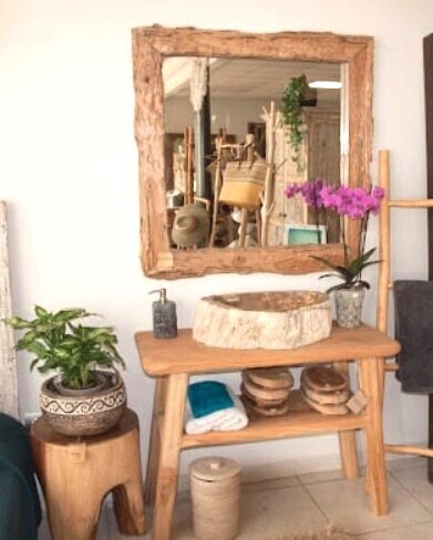Mesa rustica  base madera para lavabo