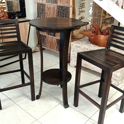Set bar madera de teka acabado wengue