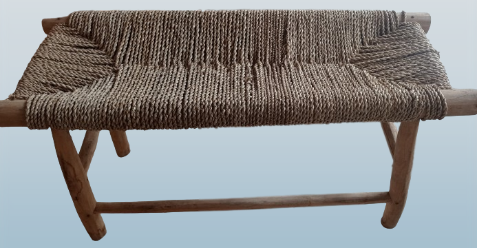 Banqueta madera teka y cuerda