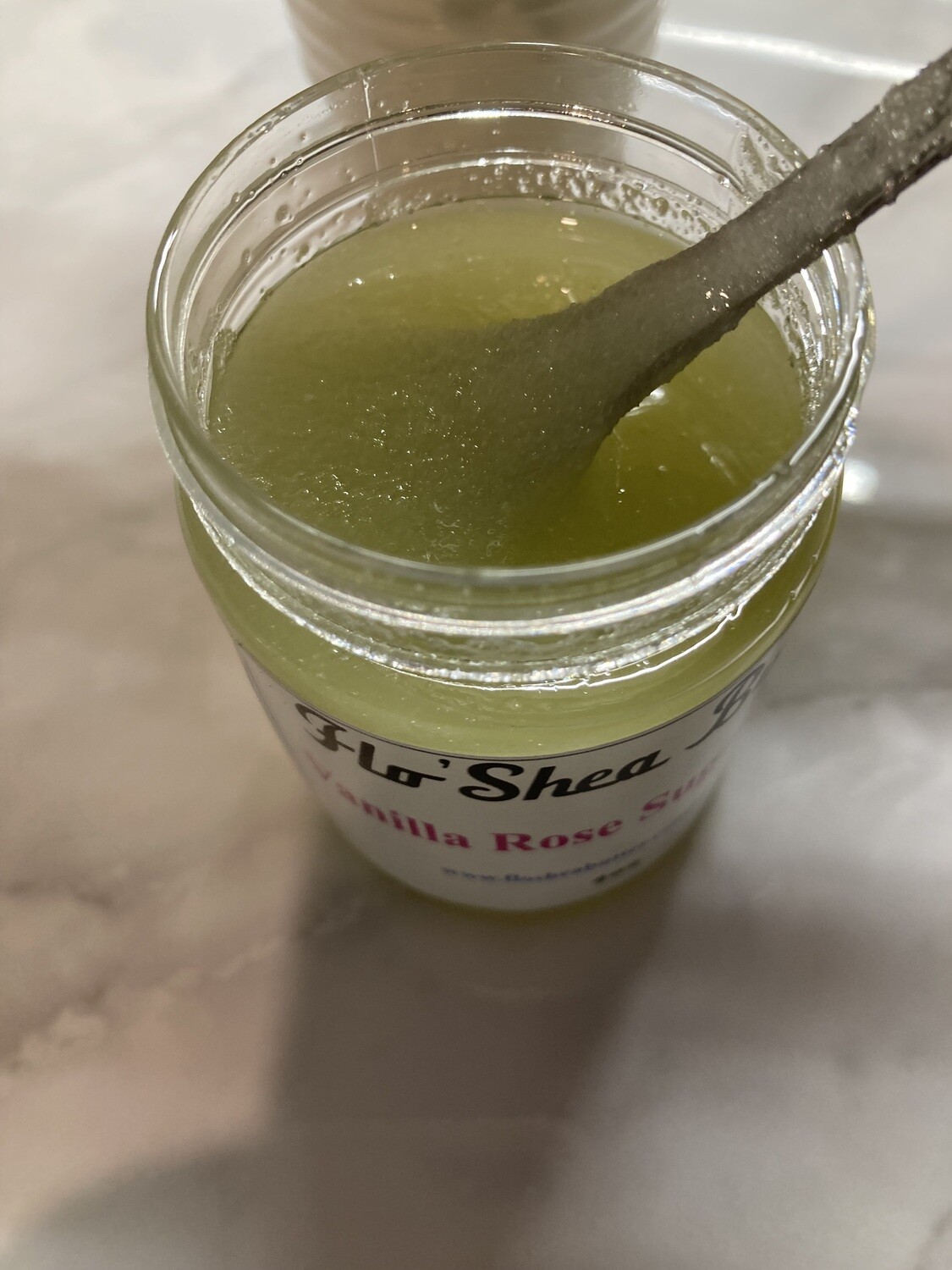 Flo'Shea Butter Vanilla-Rose Sugar Scrub 4oz