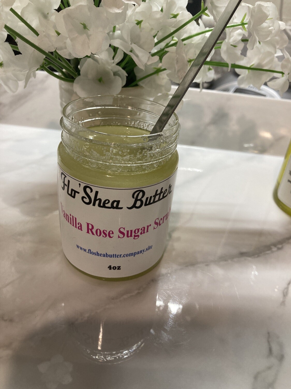 Flo'Shea Butter Vanilla-Rose Sugar Scrub 4oz