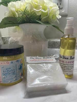 Flo'Shea Butter Essentials: Baby Shea Body Butter 3-Step Care Kit