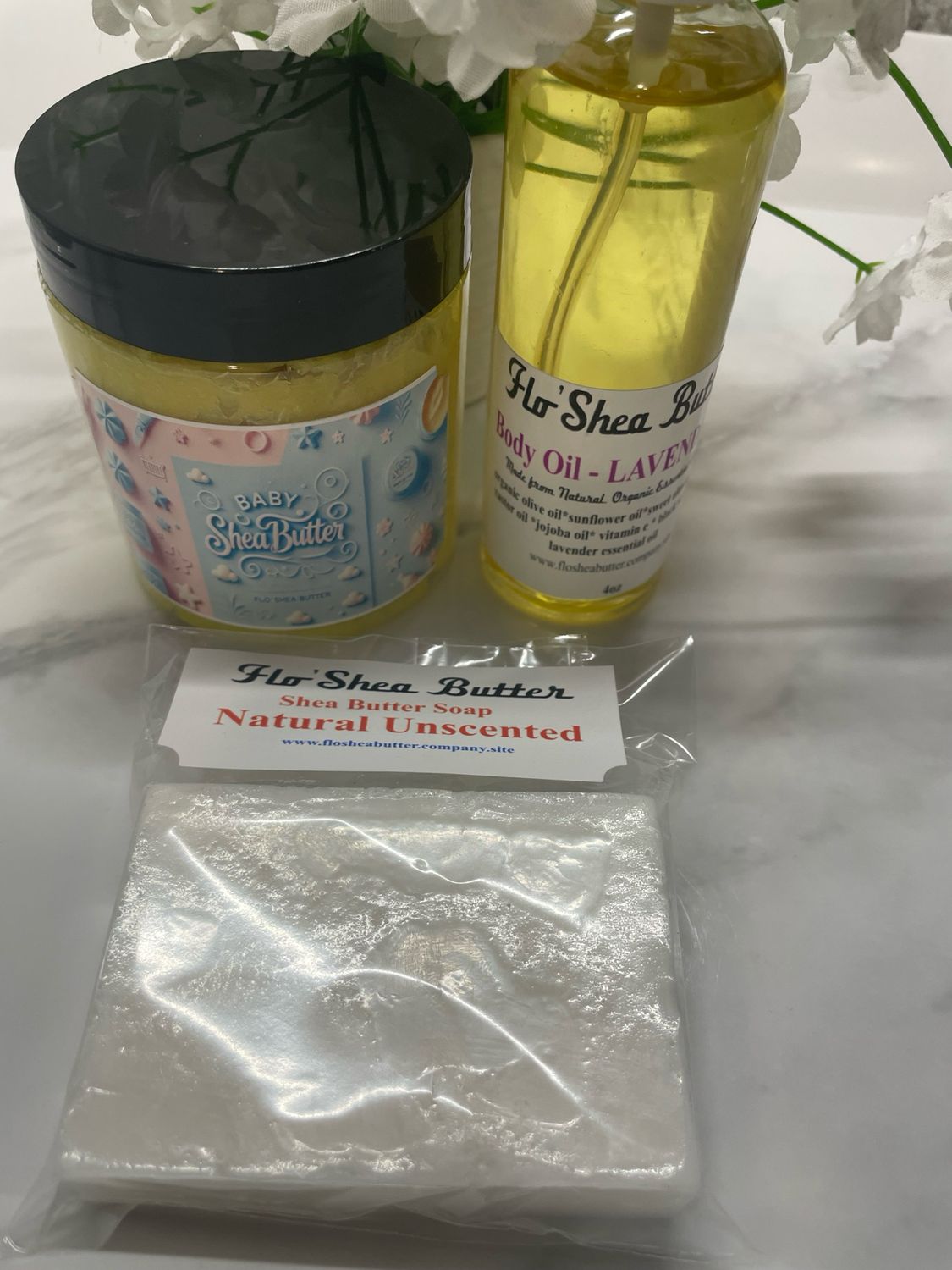 Flo'Shea Butter Essentials: Baby Shea Body Butter 3-Step Care Kit