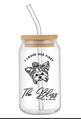 Personalized Glass Cup | 16 oz Wedding Favor