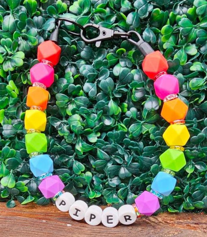 Rainbow Personalize beaded  Silicone Dog Collar/Necklace