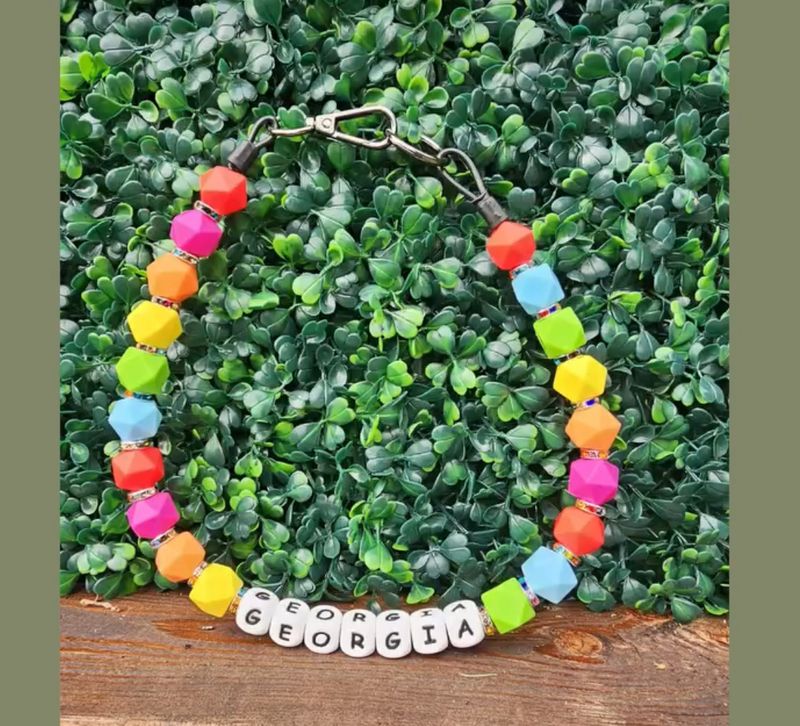 Rainbow Personalized Beaded Dog Collar
