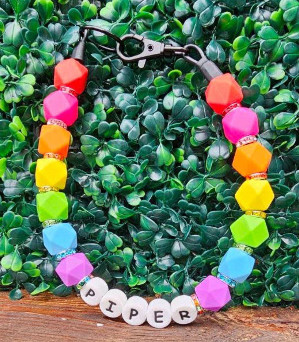 Rainbow Personalized Beaded Dog Collar