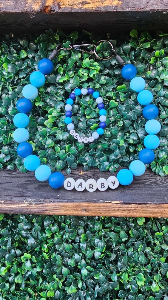 Bliss of Blue Personalized Beaded Dog Collar