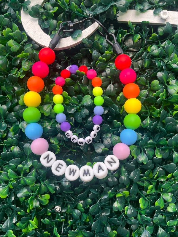 Rainbow Brite- Personalized Beaded Dog Collar