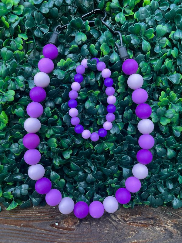 Purple Pawprint Personalized Beaded Dog Collar