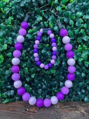 Purple Pawprint Personalized Beaded Dog Collar