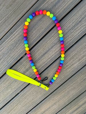 Rainbow Silicone Beaded Dog Leash Versatile Biothane Traffic Lead