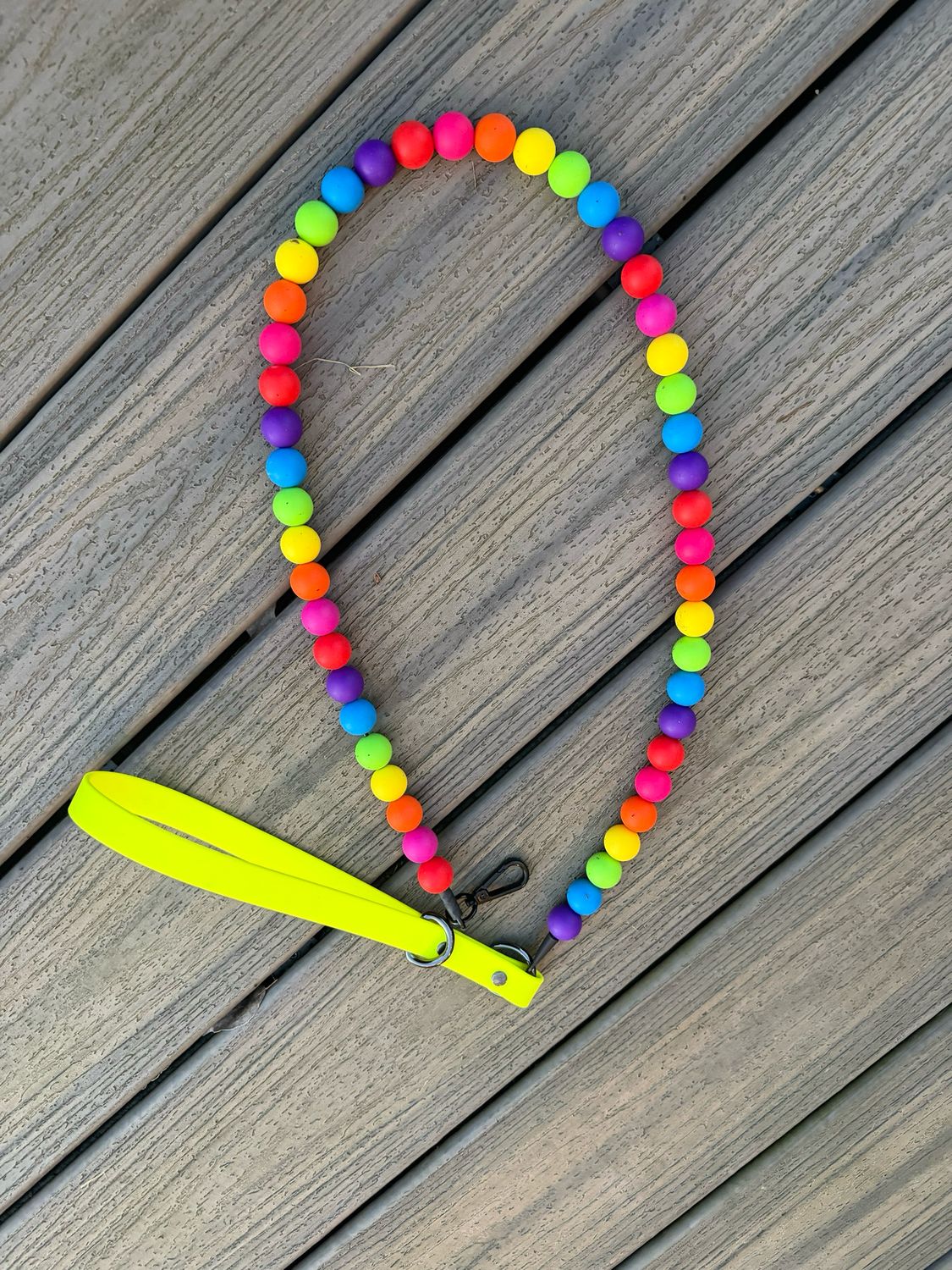 Rainbow Silicone Beaded Dog Leash Versatile Biothane Traffic Lead