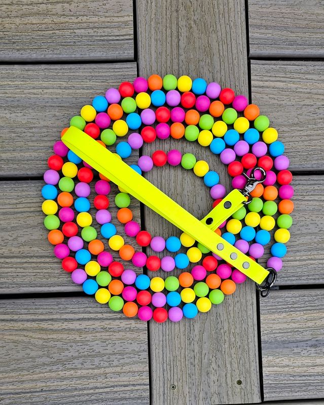 Rainbow Silicone Beaded Dog Leash Versatile Biothane Traffic Lead