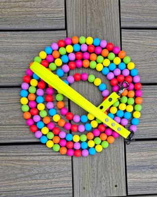 Rainbow Silicone Beaded Dog Leash Versatile Biothane Traffic Lead