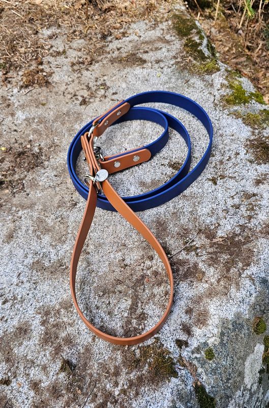Biothane Dog leash- Two Tone Color  Navy /Brown