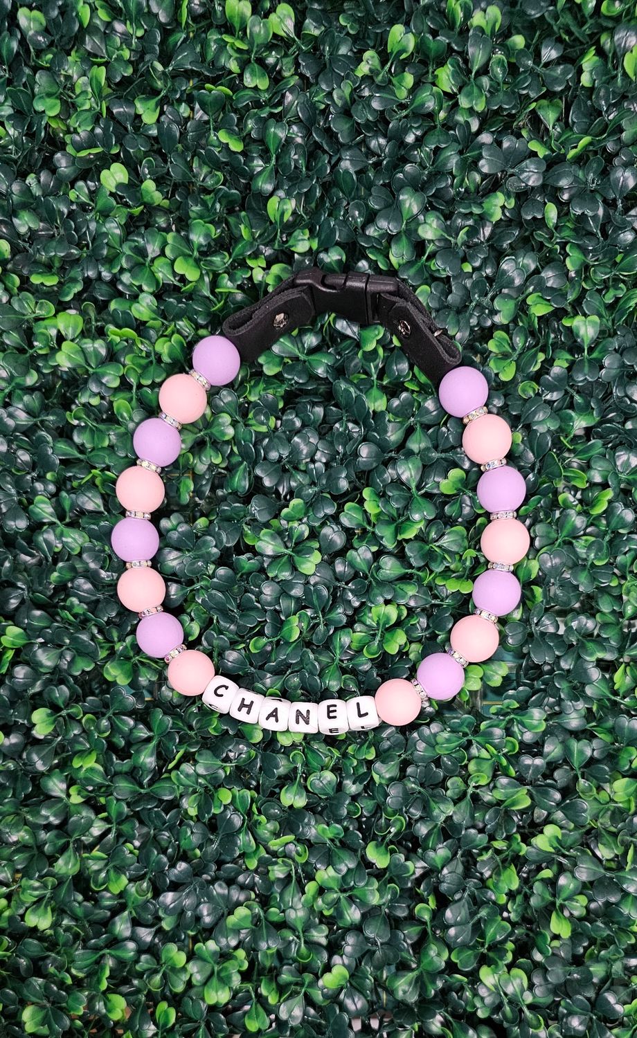 Personalized Pastel Pink &amp; Lavender Beaded Dog Collar 