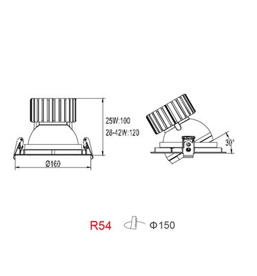 LED Einbauleuchte R54 28/36 Watt