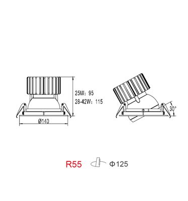 LED Einbauleuchte R55 28 Watt