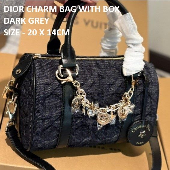 DIOR CHARM DARK GREY HANDBAG WITH BOX - Pre-order (Australia only) - Free shipping Australia wide - Afterpay &amp; PayId Available - Measurements 20 x 14CM