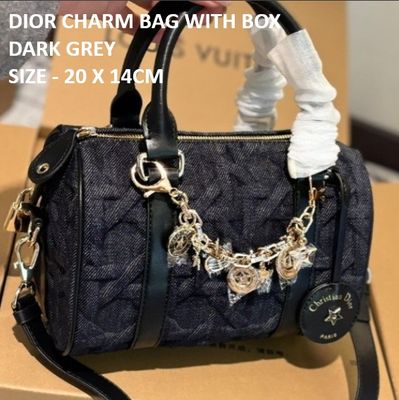 DIOR CHARM DARK GREY HANDBAG WITH BOX - Pre-order (Australia only) - Free shipping Australia wide - Afterpay &amp; PayId Available - Measurements 20 x 14CM