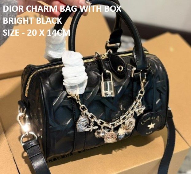 DIOR CHARM BRIGHT BLACK HANDBAG WITH BOX - Pre-order (Australia only) - Free shipping Australia wide - Afterpay &amp; PayId Available - Measurements 20 x 14CM