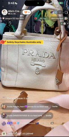 Prada Bone Colour Canvas Bag with body strap - PayPal available &amp; PayId - Free shipping Australia wide.