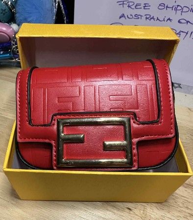 SMALL FENDI BAG WIH BOX - RED COLOUR - SIZE 13.5 X 9 X 6.5 - FREE SHIPPING AUSTRALIA WIDE - PAYPAL AND PAYID AVAILABLE