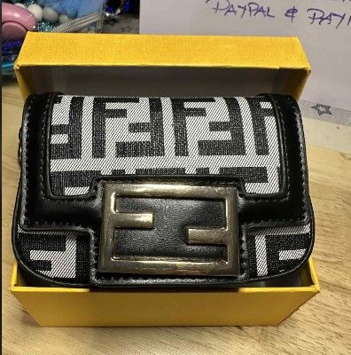 SMALL FENDI BAG WIH BOX - BLACK AND GREY COLOUR - SIZE 13.5 X 9 X 6.5 - FREE SHIPPING AUSTRALIA WIDE - PAYPAL AND PAYID AVAILABLE