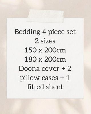 BEDDING 4 PIECES - PREORDER - PayPal (Pay in 4) &amp; PayId available - Free shipping Australia wide - Please note which set and size in the comments