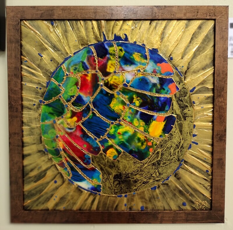 Hummingbird Kintsugi Gold 14"x14"