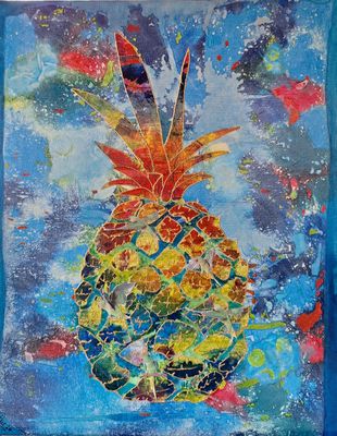 Pineapple Parakeet World, embellished with gold