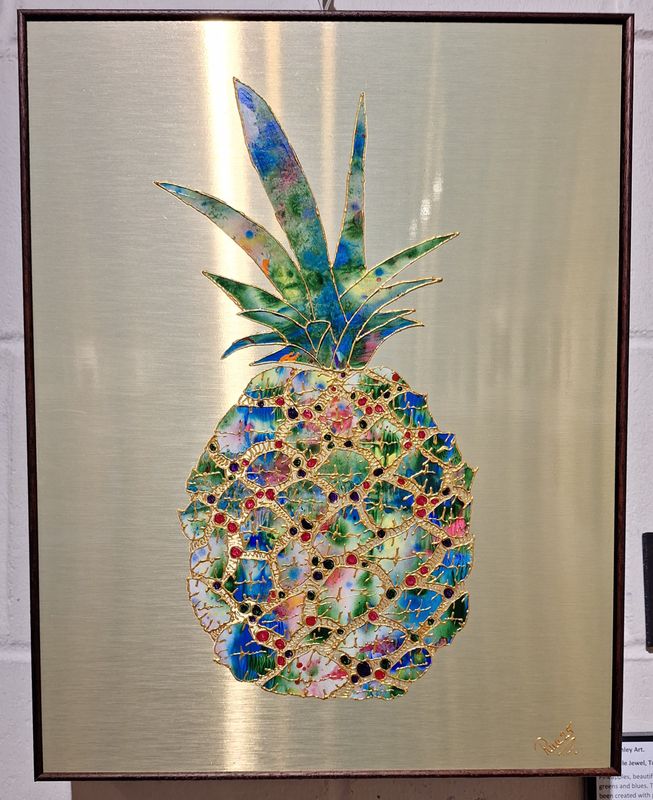 Pineapple Jewel. Turquoise. Unique original artwork