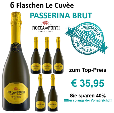 !! ANGEBOT !! 6 Flaschen Le Cuvèe PASSERINA BRUT