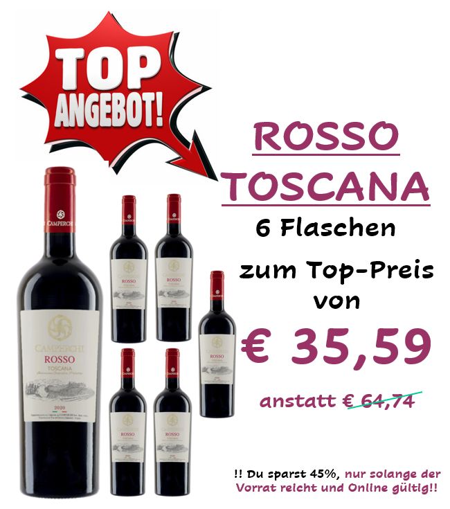 !! TOP ANGEBOT !! ROSSO TOSCANA - 6 Flaschen