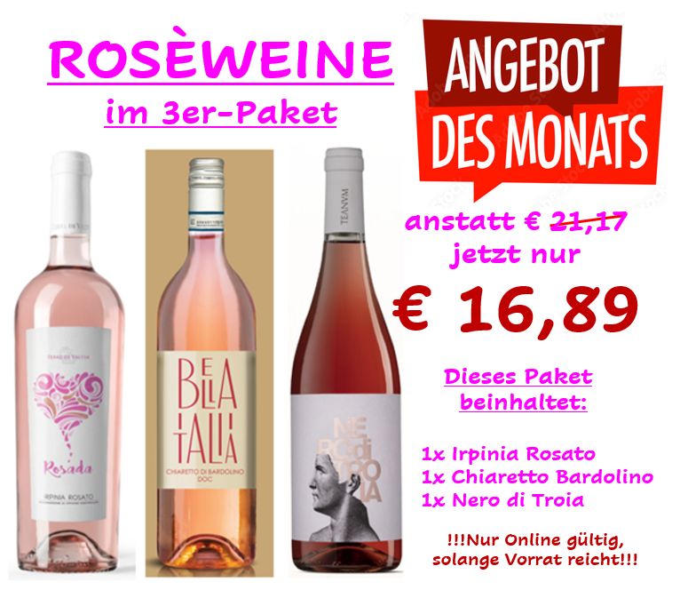 ! ANGEBOT DES MONATS ! 3 ROSÈWEINE IM PAKET