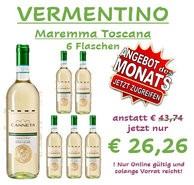 "ANGEBOT DES MONATS" 6 Flaschen VERMENTINO D.O.C.