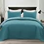 3 Piece Full Queen Size Quilt Set - Dusty Teal