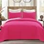 3 Piece Full King Size Quilt Set - Hot Pink