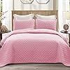 Exclusivo Mezcla Ultrasonic Reversible King Size Quilt Bedding Set - Blush Pink