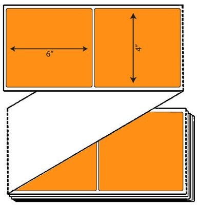 4" x 6" Fanfold Thermal Transfer Labels (Orange) - 2 Stacks/Case