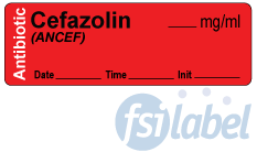 Cefazolin (ANCEF) mg/ml - Date, Time, Init. Antibiotic Syringe Label