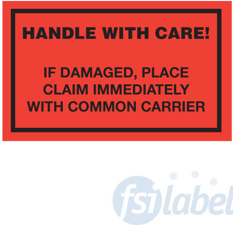 Handle With Care If Damaged... Label
