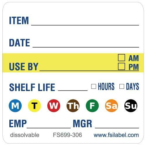 Shelf Life 2" x 2" - Water Dissolvable