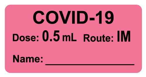 COVID-19 Vaccine Label, 0.5mL/Dose, IM/Route