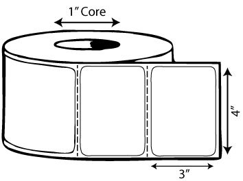 4" x 3" Thermal Transfer Label - 1" Core, 4" OD (Perforated)