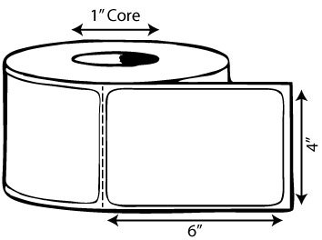 4" x 6" Thermal Transfer Label - 1" Core, 4" OD (Perforated)